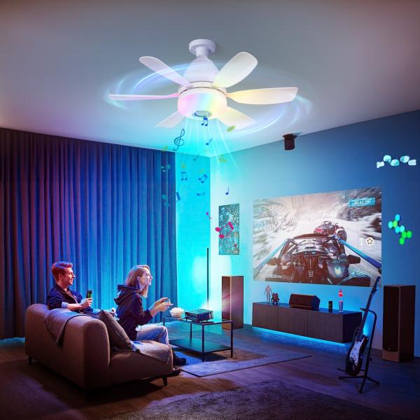 Wholesale factory Intelligent Dimming Home Decoration Ceiling Fan , Moving Head 360 Rotating Ceiling Fan