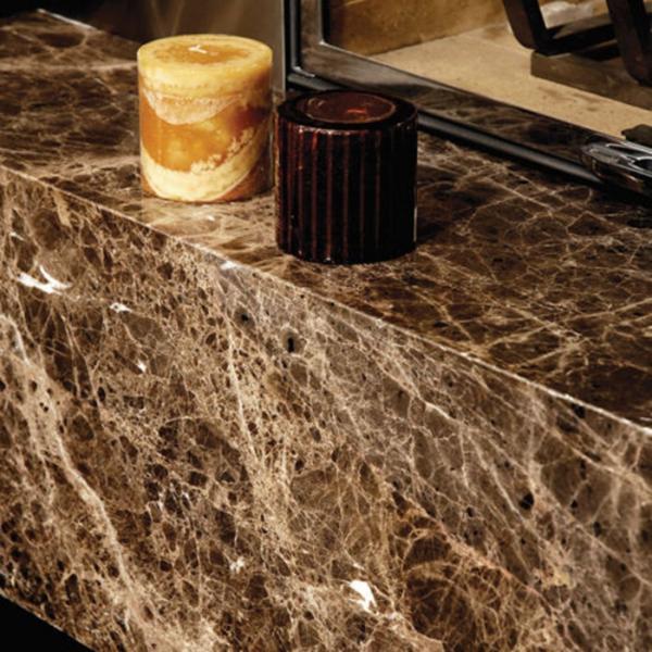 Dark Emperador White Marble Kitchen Worktops , Natural Marble Cabinet Tops
