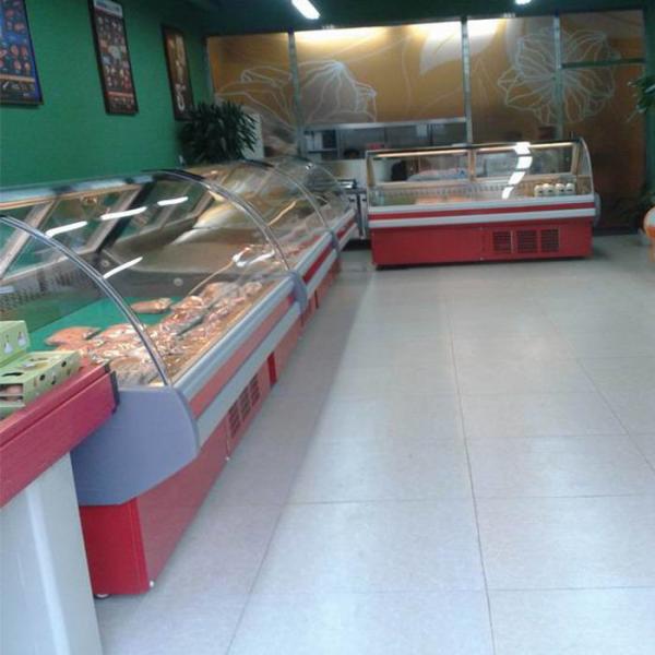 Curved Glass 2m Supermarket Refrigeration Equipments