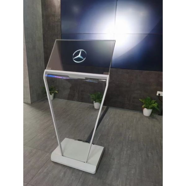 30 inch High Brightness Transparent OLED Display Stand Full Color Capacitive Touch Ag Glass Floor Stand for Welcome Display