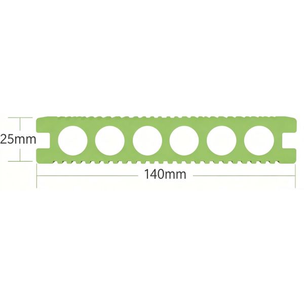 First Generation Round Hole Wood Grain Outdoor WPC Flooring