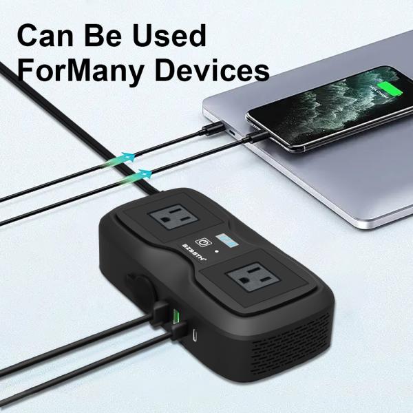 Power Up Your Journey: 200W Car Inverter with 2 AC Sockets & Dual USB-C | Stay Connected on the Road