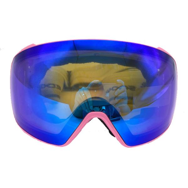 Pink Polycarbonate Magnetic Ski Goggles with Magnetic Scratch-Resistant Lens