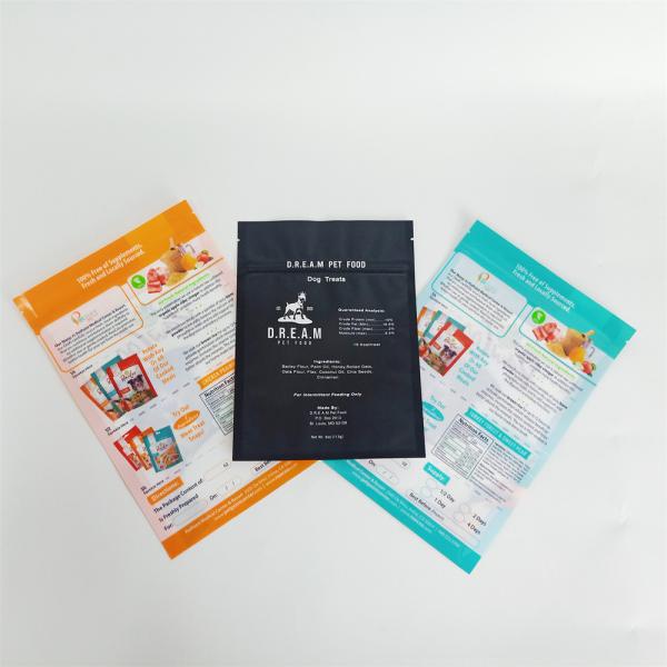 3 Side Seal Aluminum Foil PE Pet Dog Food Bag With Zipper Top