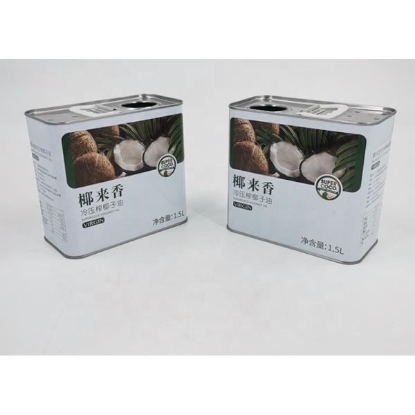 Envase rectangular de encargo del aceite de la comida de la poder 1.5KG del aceite de coco de la hojalata 1.5L