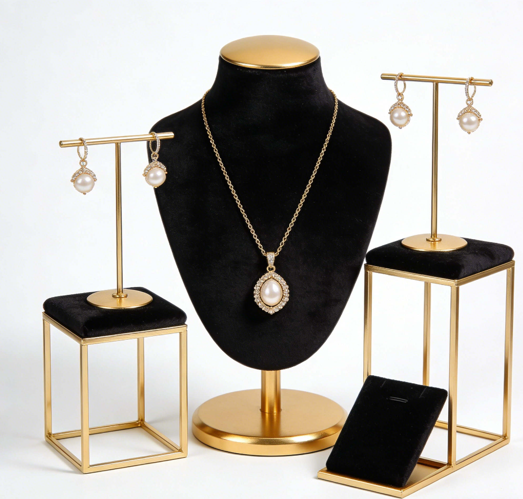 Double-Tier Metal Mesh Jewelry Stand with Industrial Style and Customized Design for Earrings & Necklaces