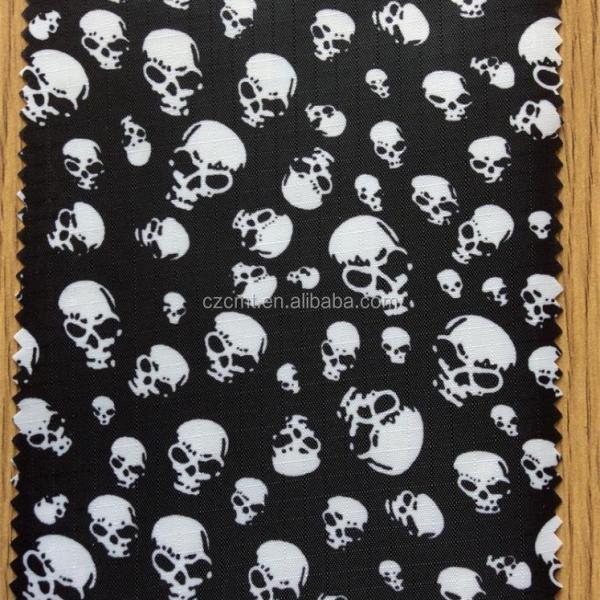 100% Polyester Black and White Skeleton Printing Oxford Fabric