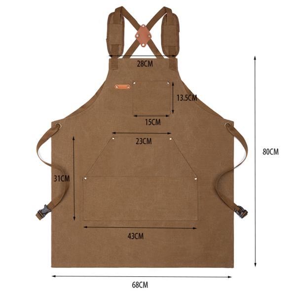 Wait Staff Uniform Waterproof Chef Apron for Cafe Restaurants Kitchen in Cotton Canvas
