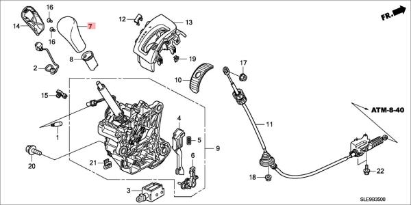 2008-2013 Honda Odyssey RB3 Lado esquerdo do motorista Lado de engrenagem de plástico alavanca de mudança de mão 54131-SLG-F81