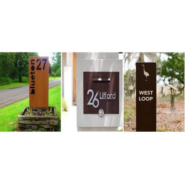 Изготовленный на заказ лазер отрезал знак Corten винтажного дизайна шильдика Graden ржавый стальной