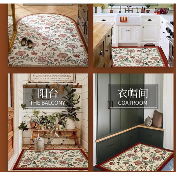 PVC Flower Entrance Balcony Bathroom Waterproof Carpet Rectangle Shape