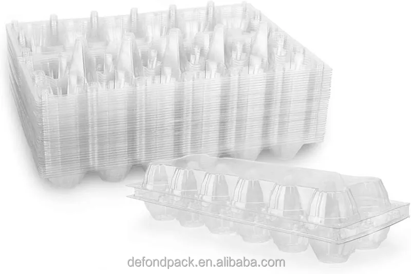 Supermarket Use Plastic Transparent Egg Tray Stackable 12 Grid Egg Tray Food Grade Plastic Egg Trays for Transport