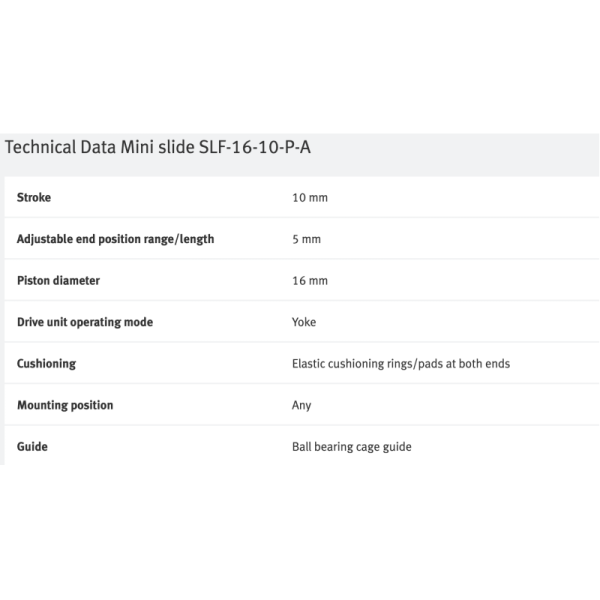 Wide Pressure Adaptable Thin Guided Air Cylinder FESTO 170511 SLF-16-10-P-A, 16mm Bore 10mm Stroke Anti-corrosion Aluminum Slider For Packaging Limiting & Pressing Jigs