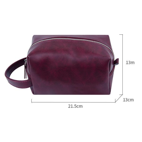 Large Capacity PU Leather Toiletry Bag Men Women Leather Travel Organizer Bag