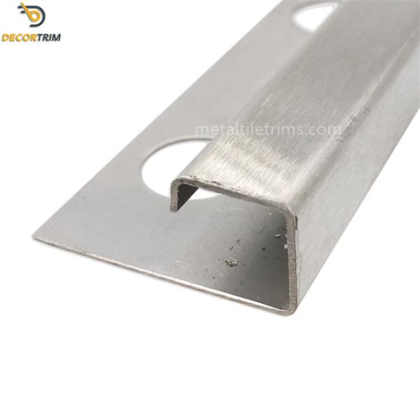 Brushed Chrome Tile Trim External Flat Tile Trim 3000mm For Outside Corners