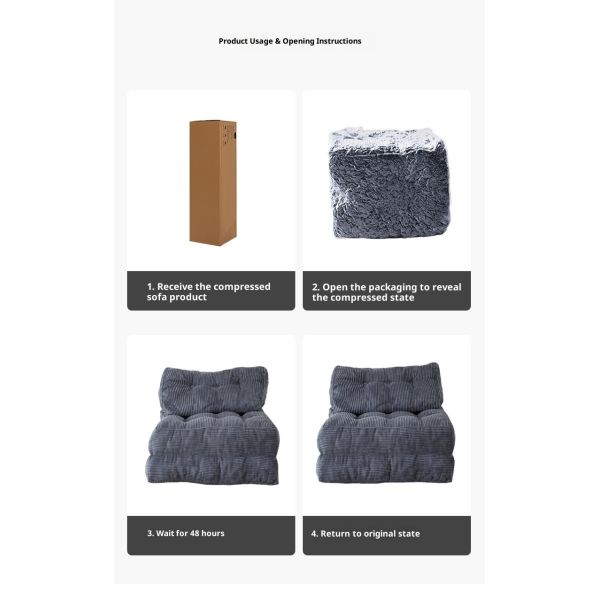 Single Seat Foldable Sofa Beds Convertible Sleeper Chair Compressed Sofa Square Modern Living Room Lounge Lazy Floor Sofa