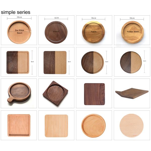 Custom Logo Acceptable Walnut Cherry Wood Coaster for Eco-Friendly Minimalist Design Style