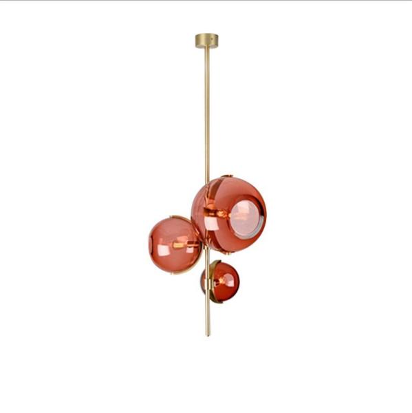 Luz interna do pendente das bolas do vidro três do ferro de chapeamento do ouro da decoração E14 S moderna
