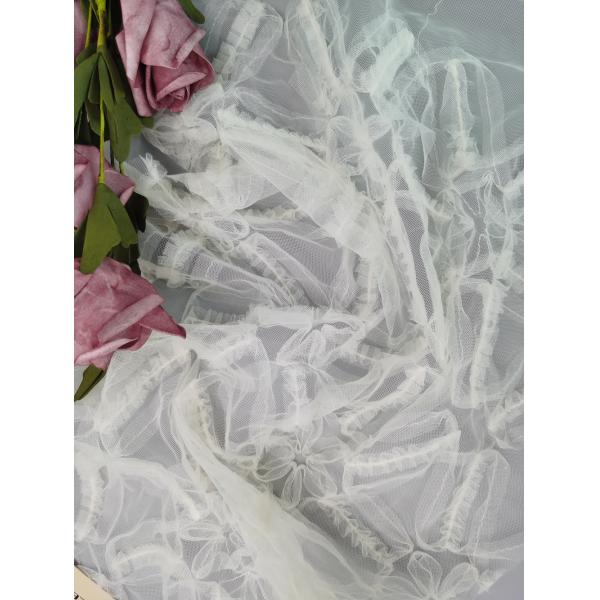 Вышивка белой сетки ткани шнурка ткани 3D шнурка вязания крючком флористической связывая