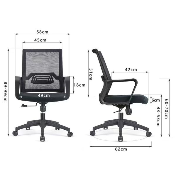 Low Back Office Mesh Staff Chair Black Computer Revolving Chair