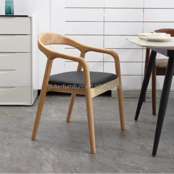 Solid Wood Nordic Light Luxury Hotel Cafe Fabric or Leather Dining Chair for Fine Dining