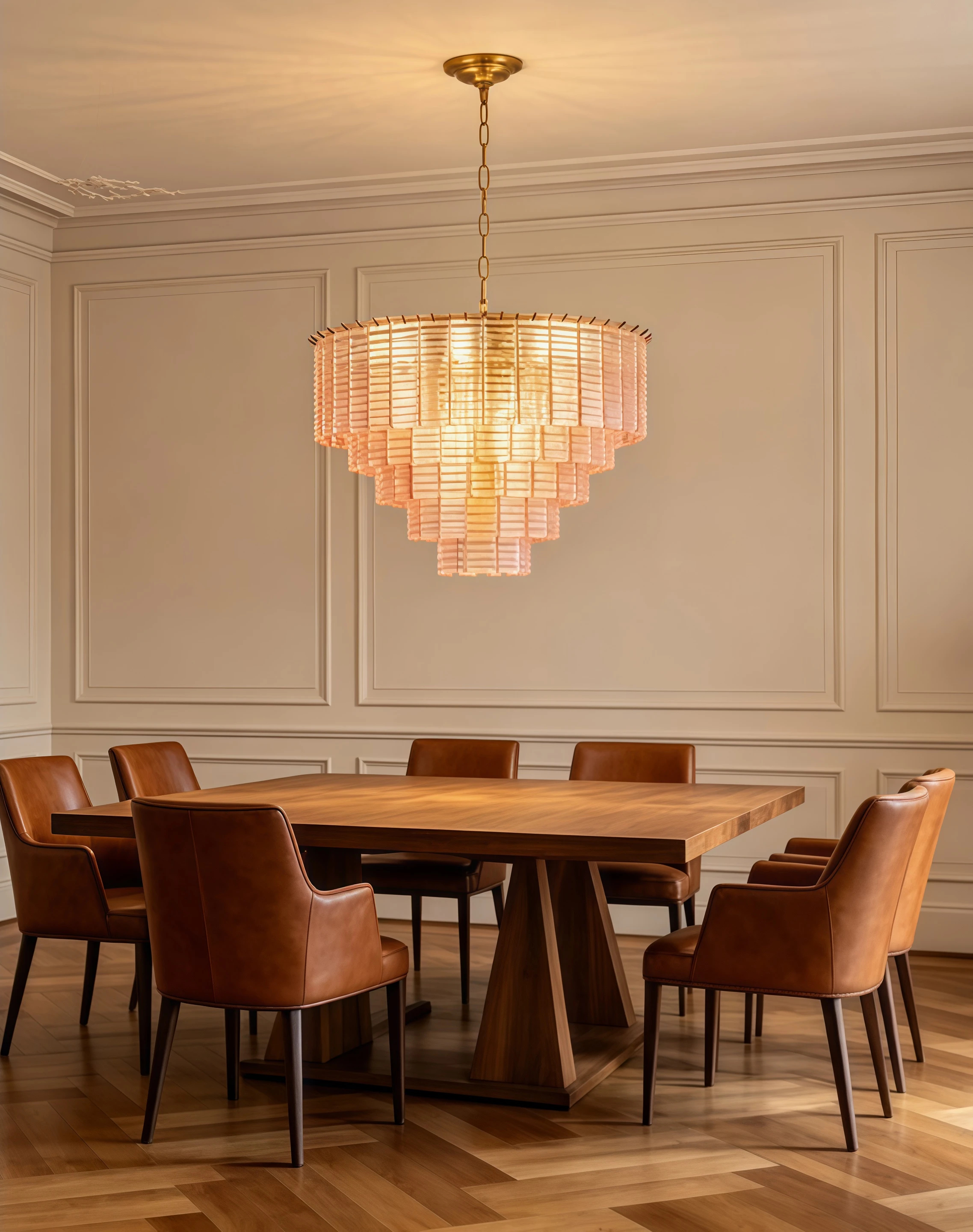 JYLIGHTING Modern Pendant Light Textured Pink Glass Panels in Multiple Stepped Layers Offering Decorative Light and Shadow Effects