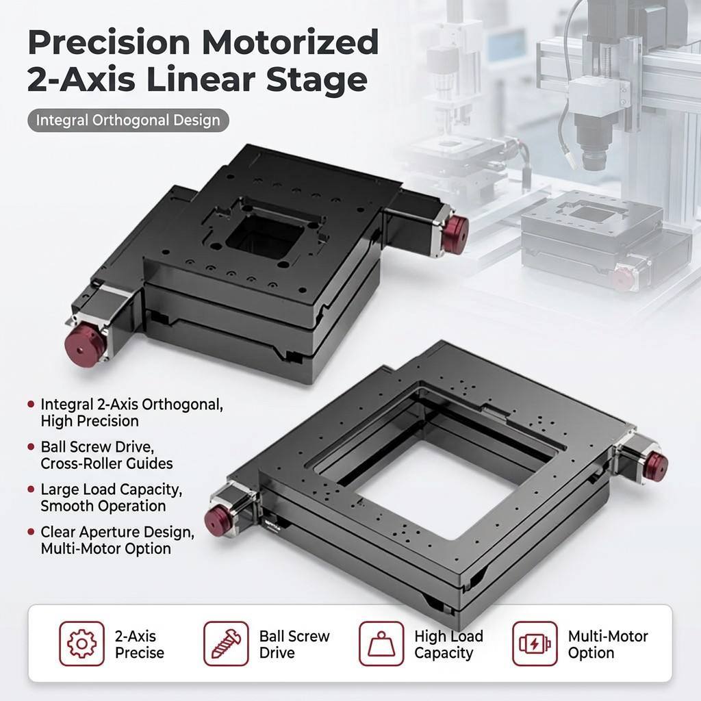 XY Axis Electric Mobile Platform 2-Axis Ball Screw for Automation / Lab High Precision Cross Roller Heavy Load MSS-A-FQTE