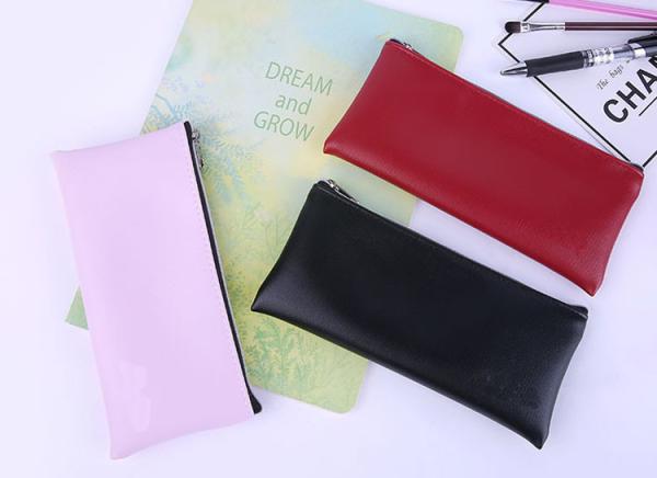 Plain color student pen bag female simple large capacity PU handbag makeup bag