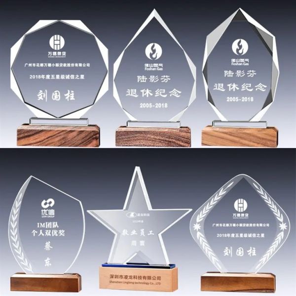Honor Of Crystal Sports Customized Wholesale Champion Second Third Place Award Crystal Trophy
