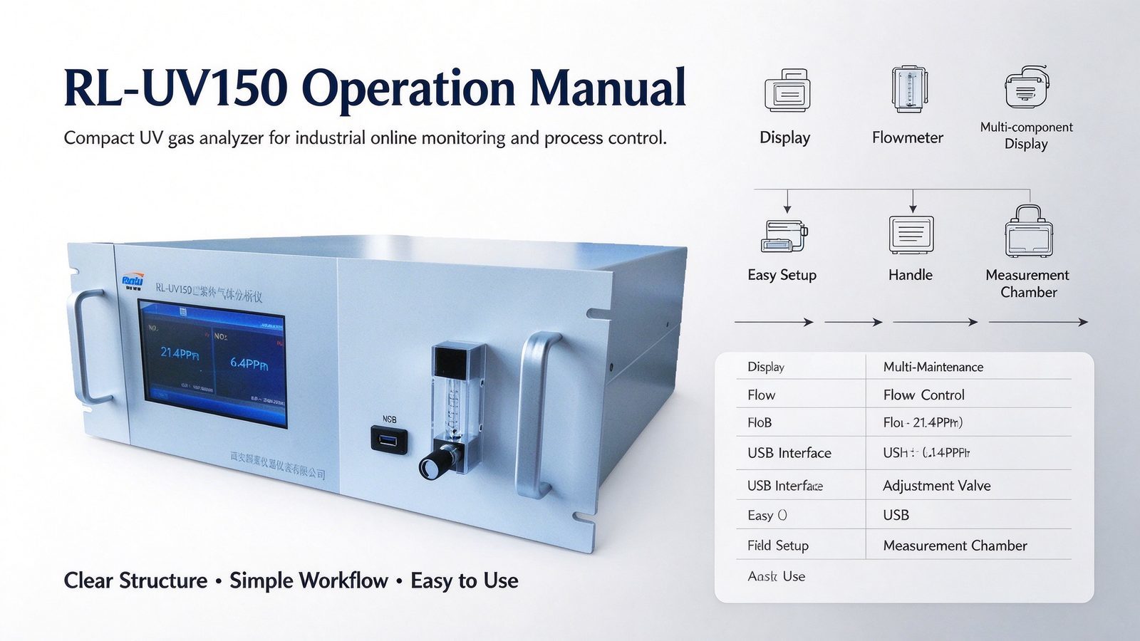 High Accuracy Industrial UV Gas Detector Multi Component UV-DOAS Gas Analyzer