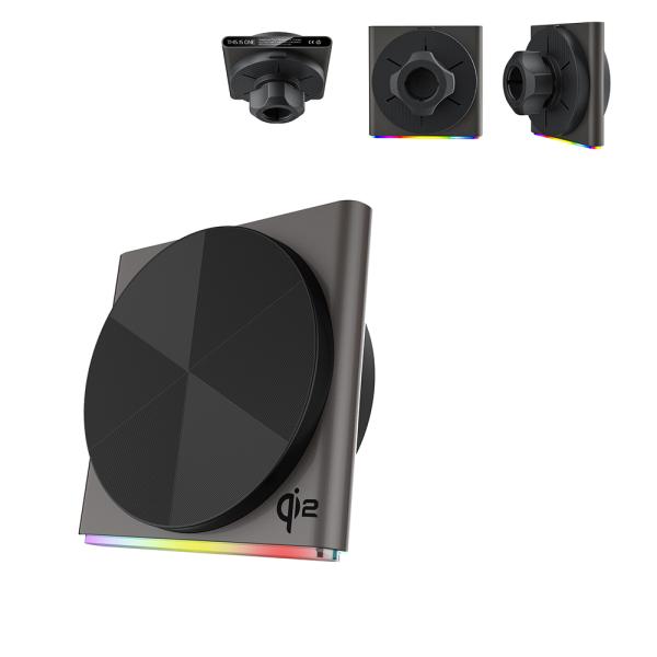 Rotation à 360 degrés Magsafe Car Mount Ultra-fin de conception Matériau métallique 9 couleurs RGB effet de lumière Chargement rapide