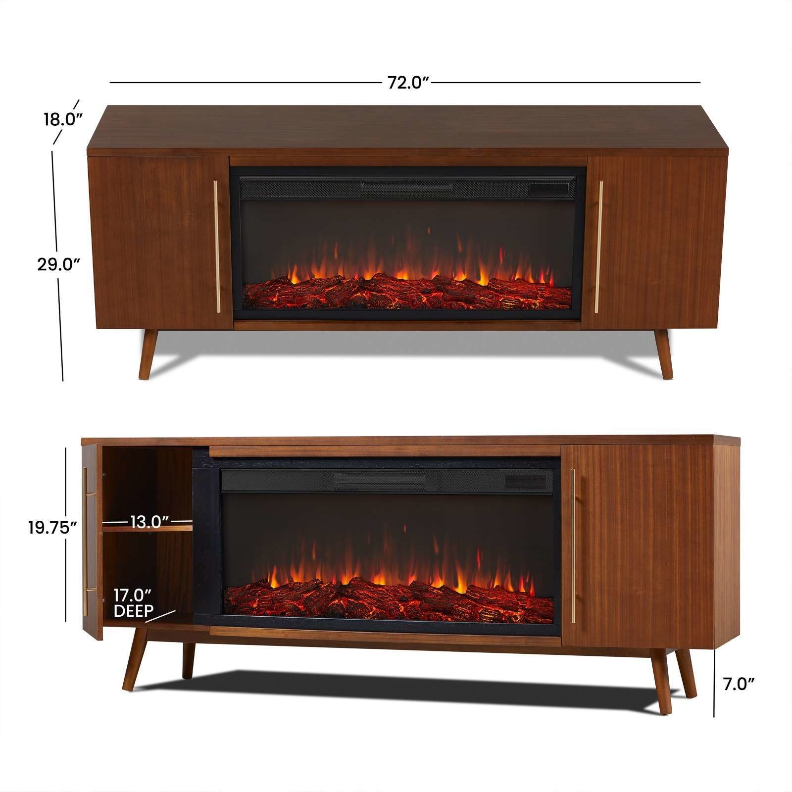 Electric Fireplace TV Stand with Adjustable Thermostat and NO App-Controlled by AJUNION