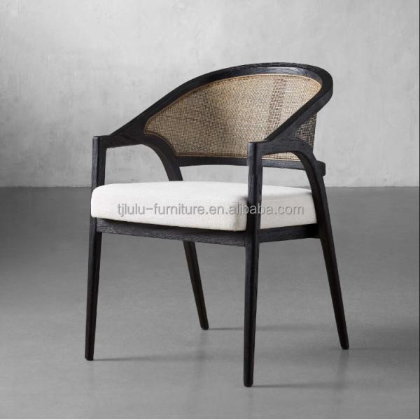 Simple Nordic Design Modern Solid Wood Rattan Fabric Dining Room Chair for Morden Restaurant