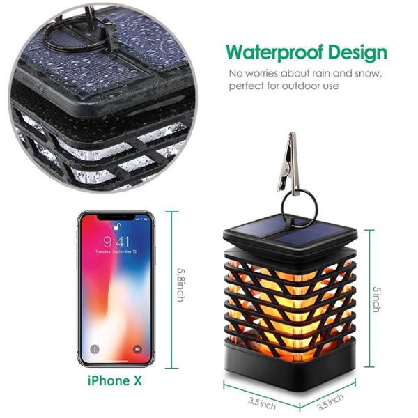 Outdoor Hanging LED Solar Flame Lights Decorative Party For Garden Landscape