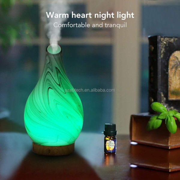 Handmade 100ML Glass Ultrasonic Electric Aroma Diffuser Cool Mist Aromatherapy Diffuser with Humidistat for Home Office Yoga SPA