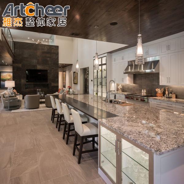 Белый шейкер твердое дерево стройный стиль модульные кухонные шкафы Американский рынок Пищевой остров