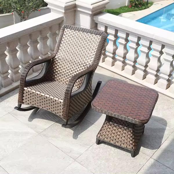 Waterproof Outdoor Rocking Lounge Chair Rattan Color Garden Rocking Lounger
