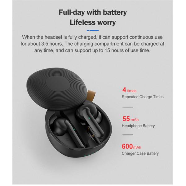 Black White Waterproof Bluetooth Earphones 55mAh TWS True Wireless Stereo Earbuds