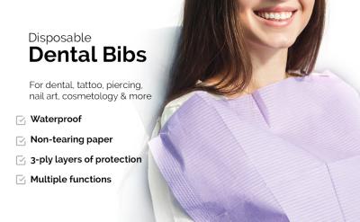 Colorful Quality Dental Bibs 3ply Waterproof Absorbent Patient Medical Comfortable Disposable Dental Bib