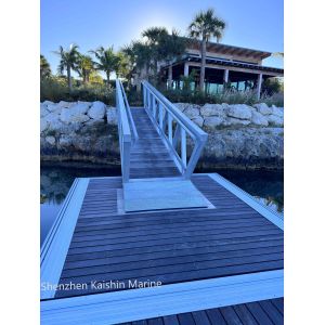 Marine Aluminum Gangway with Marine-grade Aluminum Alloy 6061 T6, 1.1m Height Handrails, and WPC Decking for Floating Dock Access