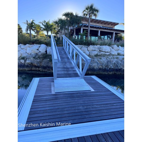 Marine Aluminum Gangway with Marine-grade Aluminum Alloy 6061 T6, 1.1m Height Handrails, and WPC Decking for Floating Dock Access