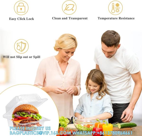 Clear Plastic Take Out Containers,Disposable Clamshell Dessert Container With Lid, For Salads, Pasta, Sandwiches