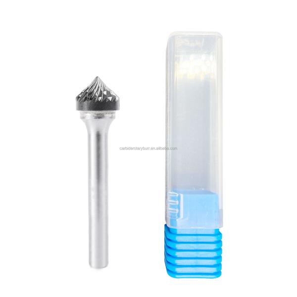 Free Sample Rotari Power Tool Parts 6mm Tree Shape Double Cut End Grinding Die Grinder Bits Tungsten Rotary File Carbide Burr