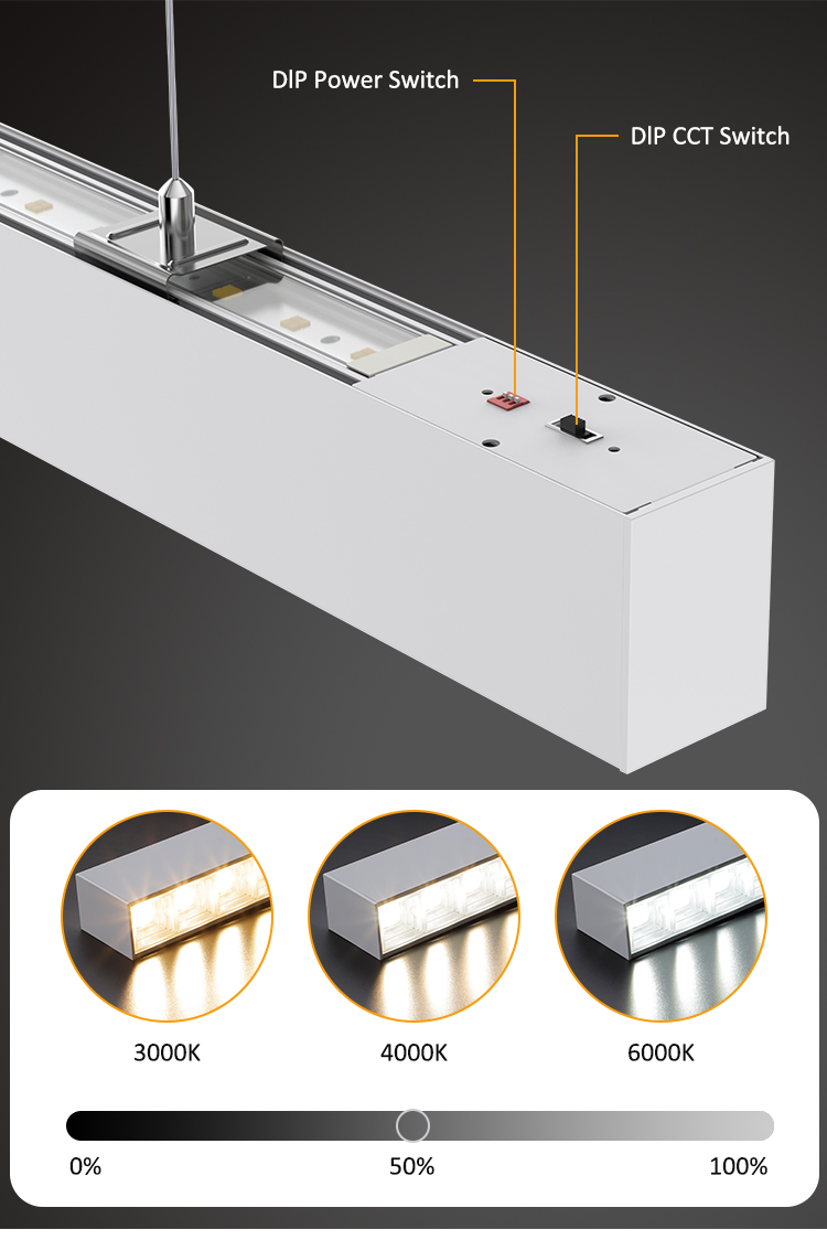 Seamless Linking LED Linear Light with UGR<19 and 5-Year Warranty for Office and Commercial Spaces