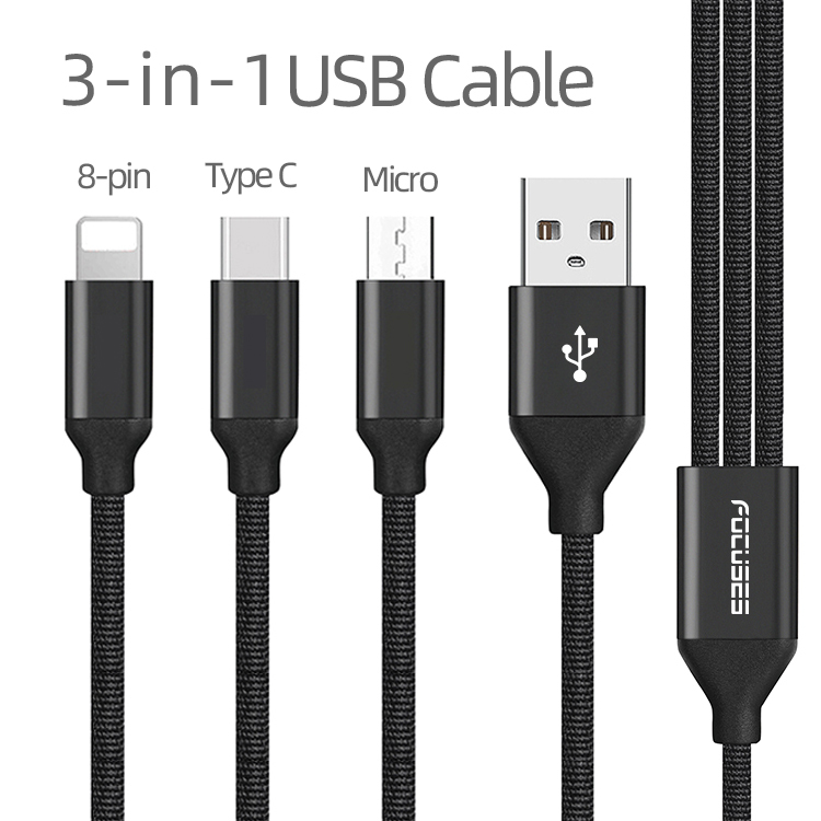 Durable 3 In 1 Multifunctional USB Cable OD 3.5mm