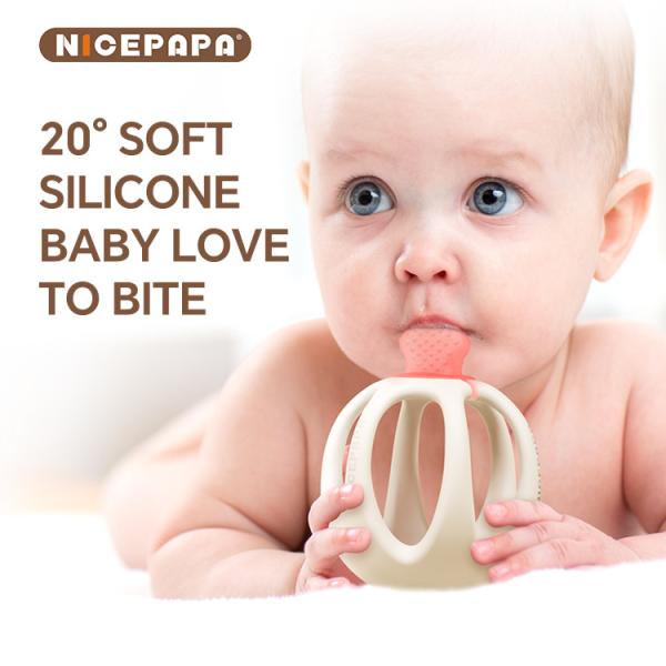 NICEPAPA EXPLORES 100% Food Grade Silicone Baby Teether Sensing Soothing Baby Products (Pink)