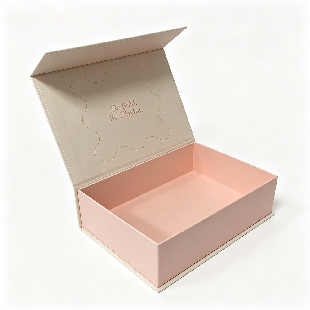Pink Skincare Packaging Magnetic Closure Boxes with Embossed Logo