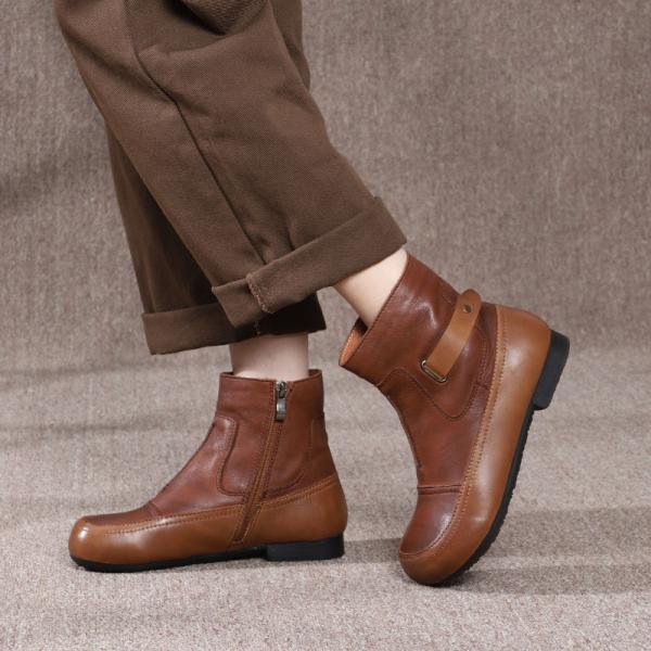 HZM037 Original Ethnic Style Retro Embroidered Women'S Short Boots Autumn And Winter New Style Leather Retro Personality