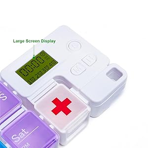 7 Day Medicine Pill Organizer, 4 Reminder Alarms, Loud Sound, 14 Large Compartments, Large Screen, Moisture-Proof, Travel Weekly/Daily Pill Box/Organizer/Case/Container/Dispenser, AM/PM 2 Times A Day