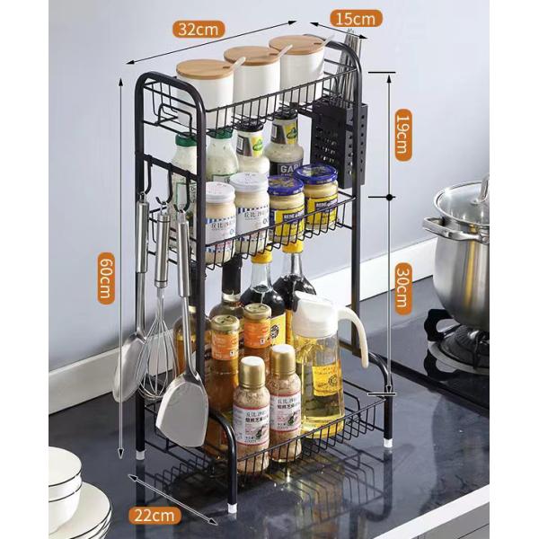 Stainless Steel Condiment Storage Rack , 3 Tiers Countertop Spice Shelf ODM